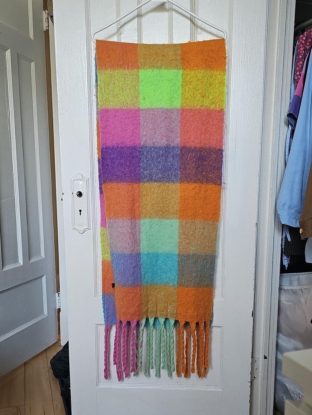Shein Neon Plaid Scarf